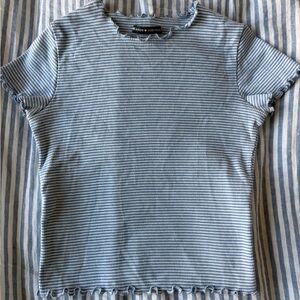 Brandy Melville lettuce trim top in blue and white stripes